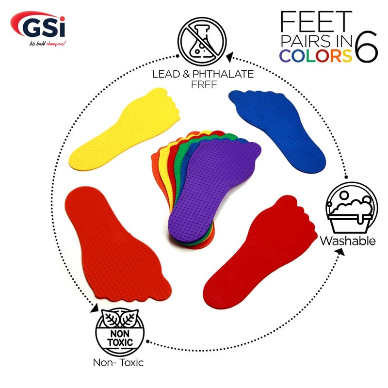 GSi Feet Spot Markers Set of 6 Pairs Non-Toxic Non-Slip in Assorted Colours for Kids Education and Learning - Image 5